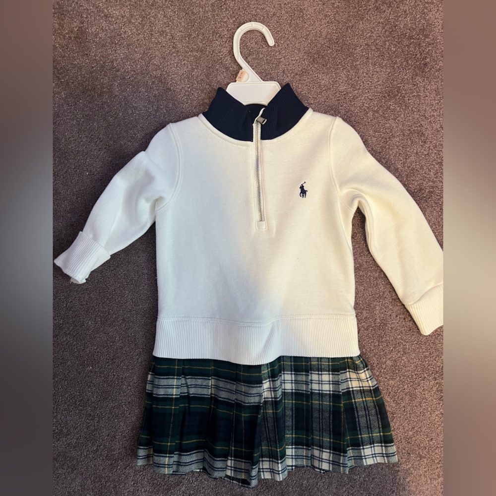 Ralph Lauren Cream and Green Plaid Dress